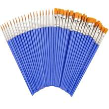 100 pezzi/50 pezzi/30 pezzi/10 pezzi Pennelli per arte e linee in plastica blu con manico, adatti per pittura, disegno e contorni, ideali per il ritorno a scuola, forniture scolastiche