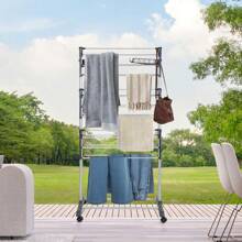 Étendoir à linge avec deux bords latéraux, support au sol pour le stockage intérieur et le séchage extérieur
