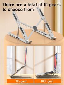 Adjustable 10-Level Aluminum Alloy Laptop/Phone/Tablet Stand, Foldable Cooling Riser Holder Portable Notebook Stand