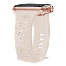 Silikon Armband mit Blumengravur kompatibel mit 44mm 42mm 41mm 40mm 45mm 49mm Series 9 8 7 SE 6 5 4, Ultra weich, langanhaltend, Modezubehör