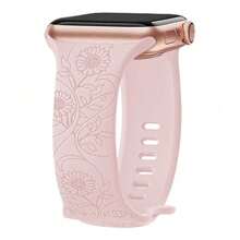 Silikon Armband mit Blumengravur kompatibel mit 44mm 42mm 41mm 40mm 45mm 49mm Series 9 8 7 SE 6 5 4, Ultra weich, langanhaltend, Modezubehör
