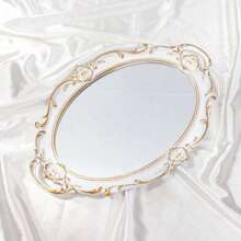 1pc Luxury Vintage Glass Makeup Mirror, Living Room Decoration, Jewelry Display Tray, Photo Props