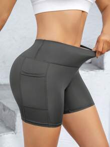 Pantalones cortos deportivos para mujer, leggings deportivos para mujer, leggings con bolsillos, shorts de ciclista negros, pantalones cortos de entrenamiento para mujer con bolsillos, pantalones de yoga de cintura alta con control de abdomen, pantalones ajustados de compresión, pantalones cortos para correr de sensación desnuda