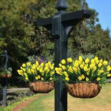 4 Bundles Artificial Tulips Flowers Bouquet Home Garden Wedding Decor