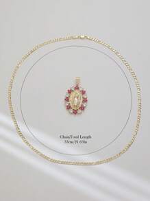 3D Hollow Pendant Virgin Mary Heart Flower Stone Necklace Suitable For Date