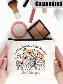 Kit de supervivencia personalizado para maestros, regalo para maestros, regalo de fin de año para maestros, aprecio a los maestros, estuche para lápices, bolsa de maquillaje personalizada, regalo escolar, bolsa de almacenamiento de papelería, bolsa de maquillaje de viaje, estuche para lápices, regalo de despedida de soltera para mujeres, artículos de viaje esenciales para mujeres - Blanco - Ver 3