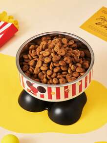 1pc Elevated Pet Feeding Bowl, Cartoon Design, Plastic, Anti-Spill & Neck Protection, For Cats And Dogs