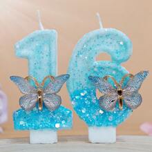 1 nến sinh nhật số, nến trang trí hình bướm số 0-9, đồ trang trí bánh số ưa thích cho bữa tiệc lãng mạn, nến số cho bánh tiệc kỷ niệm lễ hội, quà tặng số lấp lánh cho lễ tốt nghiệp, đám cưới - Con bướm đầy màu sắc - Xem 2