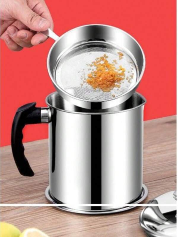 1 Stück Edelstahl Ölspender mit Filter, Ölbehälter für Frittierpfanne, modern multifunktionales Küchen Ölglas