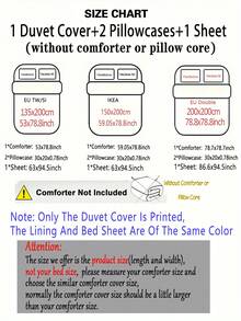 Conjunto de cama com 4 peças de desenho animado fofo para meninas, estampa de estrelas, incluindo 1 capa de edredom, 2 fronhas, 1 lençol, sem enchimento, macio e confortável, adequado para filha, quarto de namorada