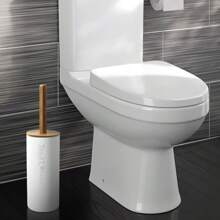 1 Stück Badezimmerreinigungswerkzeug, Toilettenbürste mit langem Griff, Reinigungsbürste ohne tote Ecken, Haushaltsreinigungsset, Toilettenzubehör, schwarz und weiß optional
