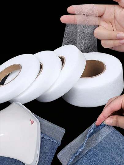 64 metros/70 yardas de cinta adhesiva de doble cara para acortar pantalones, cinta termofusible para pegar forro de tela no tejida y forro fusible en accesorios de costura de ropa