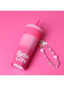 Miniso Barbie Gradient Stainless Steel Straw Cup 800mL/27.05oz - Stylish And Portable, Keeps Drinks Hot & Cold, Ideal For Office, School, And Outdoor Activities (1PC)