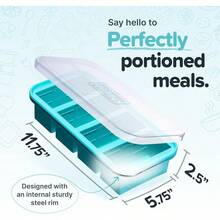 1 Cup Silicone Freezer Molds -  Perfect For Storing Broth, Rice, Leftovers And More - Silicone Freezer Trays With Lids For Meal Prep - Charcoal - 1-Pack - 水藍色 - 查看 4