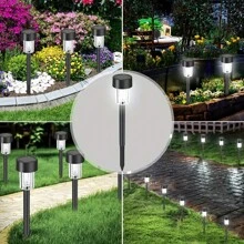 1/12 piezas Luces solares de camino para exteriores, luces de jardín y paisaje alimentadas con energía solar para caminos, céspedes, patios, senderos, decoración de pasillos