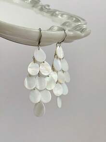 1 Pair Fashion Water Drop Shell Tassel Earrings, High-End Beach Vacation Accessories - Tassel - View 12