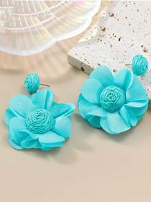1 Paar elegante Ohrringe für Damen aus Blumengewebe mit Kamelien, geeignet für Urlaub, Geburtstag, Date, Party, Einkaufen und den täglichen Gebrauch