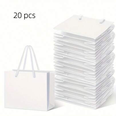 20 stuks premium kwaliteit multi-size witte handvatten geschenkzakken, perfect voor verjaardagen, bruiloften en feestdagen, effen gekleurde tassen geschikt voor feestgunsten en cadeaus