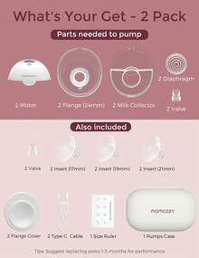 Momcozy M5 Hands Free Breast Pump, Double Wearable Breast Pump Of Baby Mouth Double-Sealed Flange With 3 Modes & 9 Levels - Màu tím - Xem 11