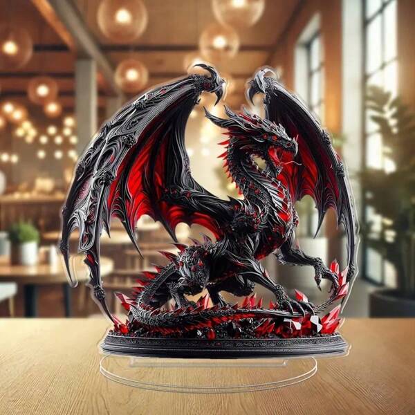 [Holiday Gift] Gothic Dragon 2D Acrylic Statue With Base | Suitable For Decoration | Various Room Types | Perfect Holiday Gift