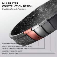 RIOVARM Induktionsstekpanna Non-stick Stekpanna 20 cm 24 cm 28 cm Granit Omelettpanna Utan PFOA Marmor Kokkärlsset Med Värmebeständigt Handtag Lämplig För Olika Spishällstyper - Svart - Visa 4