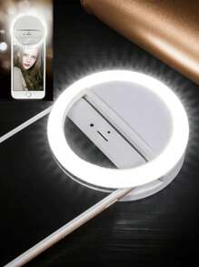 1 Pieza Luz de Anillo Selfie LED Portátil Blanco/Rosa/Azul/Negro, Lámpara de Maquillaje con Espejo, con Carga USB, 3 Modos de Iluminación, Iluminación Portátil, Luz Halo de Belleza para Foto, Adecuado para Transmisión en Vivo, Iluminación de Videollamadas, Fotografía y Video, Regalo Encantador, Recorte de Uñas, Extensión de Pestañas, Tatuaje y Cuidado de la Piel, Control con Botón Táctil, Decoración de Habitaciones, Iluminación para Acampada al Aire Libre