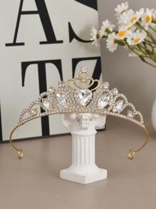 1 Stück minimalistisches Haarband mit Herz- und Kronenmuster, bezaubernder Prinzessinnenstil, geeignet für Brautjungfern, Geburtstags-Partys, Festivals, Prinzessinnen- und Ritter-Themen-Events