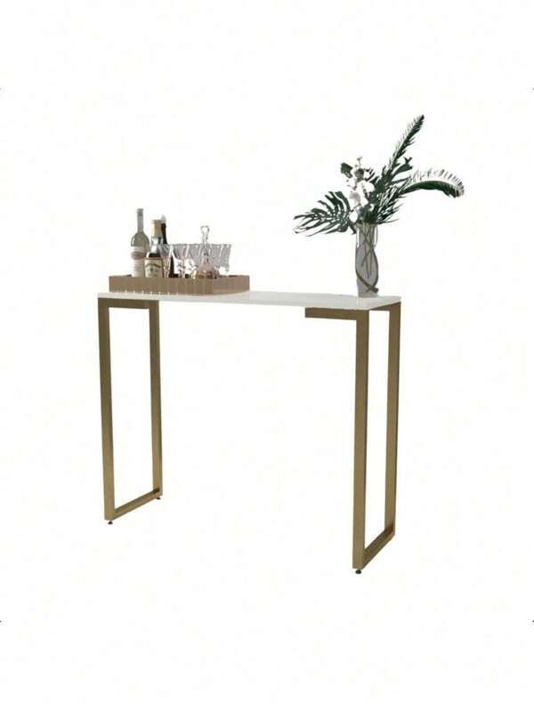 Mesa Buffet Balcão Aparador Industrial Pé Dourado 90X30X76