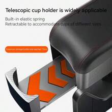 Adjustable Car Armrest Pad With Cup Holder, Comfortable Armrest Extender, Height Adjustable Arm Rest Storage Box For Most Vehicles
