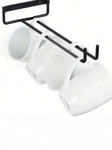 1pc Creative Red Wine Glass Holder, Wine Display Rack, Cup Storage Draining Organizer, Glass Cup Rack - Black - View 2