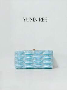 Stylish New Plain Dumpling Shape Acrylic Evening Bag Elegant Ladies PMMA Solid Dress Party Clutch Purse Chains Novelty Hanbags Wedding Party Women Clutch Purse Cosmetic Bag - Mint Blue - View 1