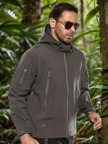 Military Soft Shell Tactical Jacket, Men's Waterproof Windproof Jackets, Men's Army Combat Hooded Coats - Grey - View 1