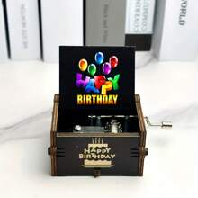 "Happy Birthday" Wooden Hand-Cranked Retro Music Box, Perfect Birthday Gift, No Battery, Charming Gift For Home Decoration, Suitable For Room Decoration