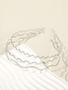 3 件时尚波浪金属发箍，男女通用中式发饰 - 彩色 - 查看 3