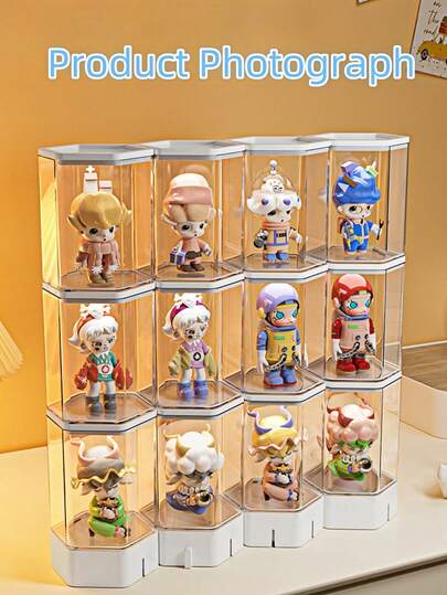 Ausstellungsregal für Blind Boxen, süße Perlen Konstruktionsbausteine, transparanter staubdichter Ausstellungsschrank für Spielzeug, Sammlerstücke und Figuren