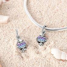 1 Pc Silver Plated Charm Cute Marine Life Dolphin Turtle Mermaid Bead Pendant For Original Bracelet Necklace DIY Jewelry Making Fit Women Birthday Gift