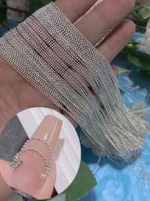 45cm Metal Nail Chains, Available In Gold, Silver, Rose Gold, Black Color, DIY Nail Art Decoration Accessories, Handmade Supplies