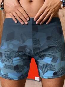 Șort de baie tricotat pentru bărbați, cu dungi și modele geometrice, pentru toate anotimpurile