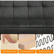 Modern Fabric Sofa Bed 3 Seater  Sofa Settee Recliner Couch With Wooden Legs For Living Room/Guest Room/Office,Grey - Black - View 8