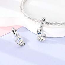 1 Stück süßer silberfarbener Charm mit Tiermotiv, Elefant, Löwe, Bulldogge, Katze, Engel, Welpe, für 3mm Armband, Halskette, DIY Bastelperlen, Anhänger, perfekt für Tierliebhaber, für Partys mit Tiermotiv und als charmantes westliches Schmuckgeschenk