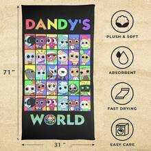 Toalla de playa con diseño de Dandy's World, toalla de baño suave de microfibra con tema de juego divertido para hombres y mujeres, de secado rápido, ligera y delgada, portátil para baño/piscina/playa, decoración de baño, verano, vuelta al colegio para salón de belleza y hogar - Multicolor - Ver 3