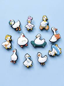 11 PCS Duck Series, DIY Charms For Shoe Key Chain Sandals Beach, PVC Shoe Charms For Clogs Premium Quality Popular Decorations Accessories Great Gifts, Birthday, Party