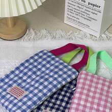 韩式格子绗缝棉质纸巾盒套，家居装饰湿巾分配器，带翻盖