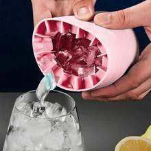 1pc Pink Silicone Ice Cube Tray With Lid, Easy Release Squeezable Mini Ice Cube Cup, Stackable Ice Tray - Multicolor - View 1