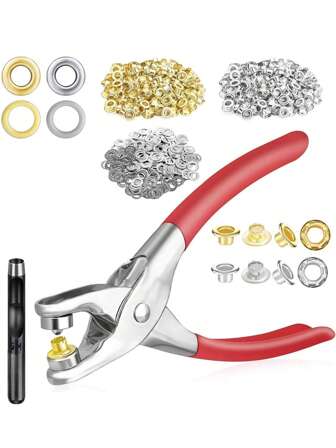 202/402pcs 6mm Snap Eyelets Kit, Gold & Silver Color Snap Eyelets Set With Pliers, Punching & Sewing