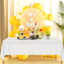 1pc 137x183cm /137x274cm PE Material Disposable Solid Color Tablecloth Birthday Party Wedding Christmas Table Cover Wipe Covers Rectangle Desk Cloth Decor - White - View 4