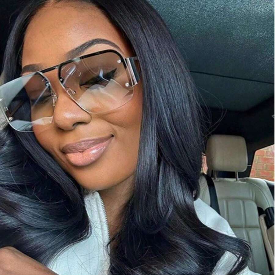 一副时尚复古半框多功能休闲眼镜，适合户外玩耍/度假/海滩玩耍/日常防晒/夏季外出佩戴，女士时尚眼镜，适合夏季海滩度假、户外活动和旅行。 - 銀色鏡框水銀鏡片 - 查看 1