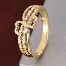 1pc Minimalist Line Design Cubic Zirconia Inlaid Women Ring - Multicolor - View 18