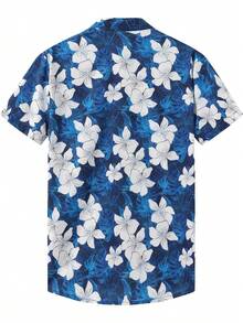 Hawaiian Shirt For Men - Funny Vacation Tropical Beach Shirts Short Sleeve Button Down Summer Clothes With Pockets Summer Short Sleeve Tropical Casual Clothing - Blue - View 1