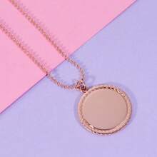 1pc Customized Laser Engraved Geometric Edged Stainless Steel Necklace With Photo, Memorial Gift - Multicolor - View 10